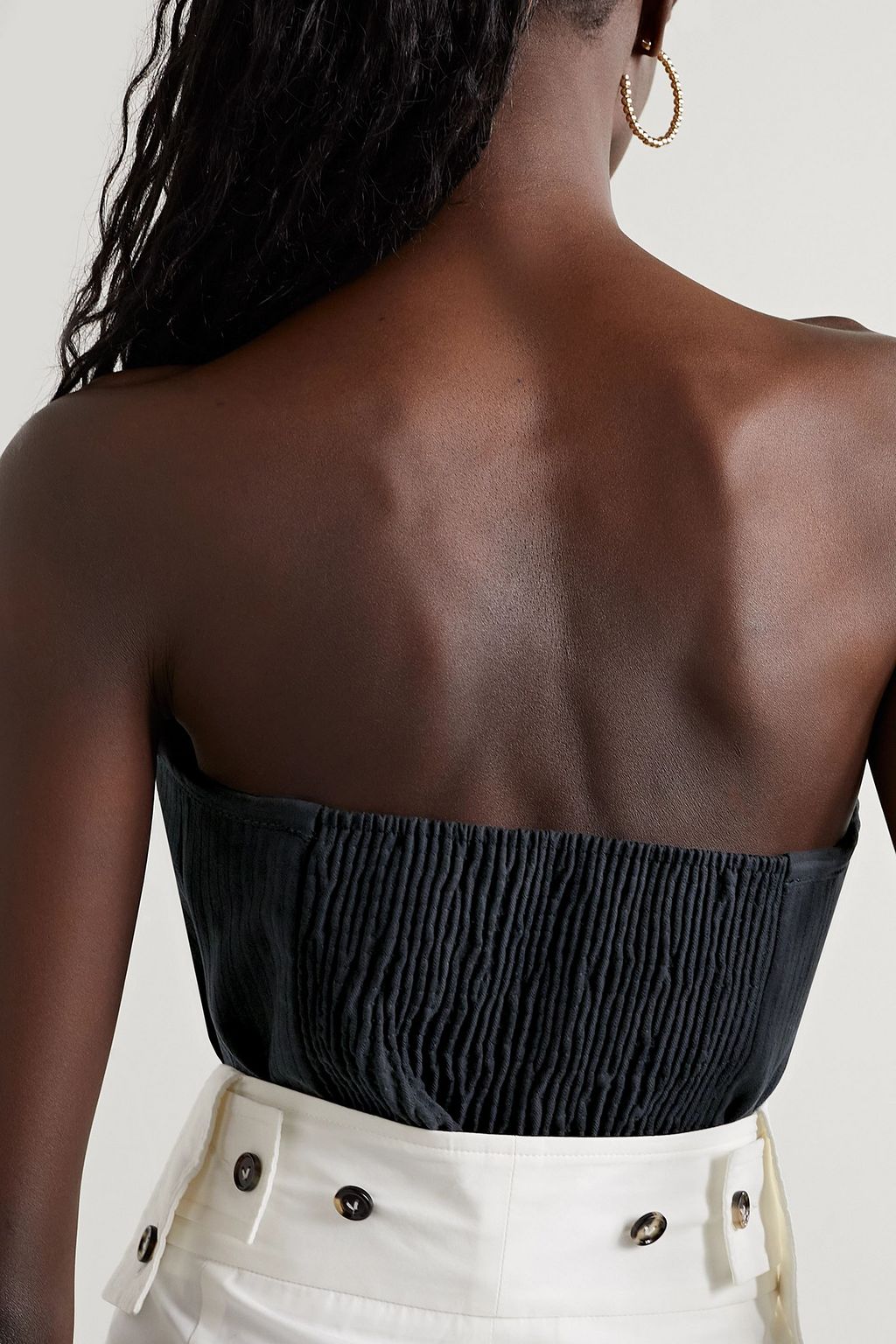 MARA HOFFMAN Layne strapless cropped TENCEL™ Lyocell  and cotton-blend jacquard bustier top