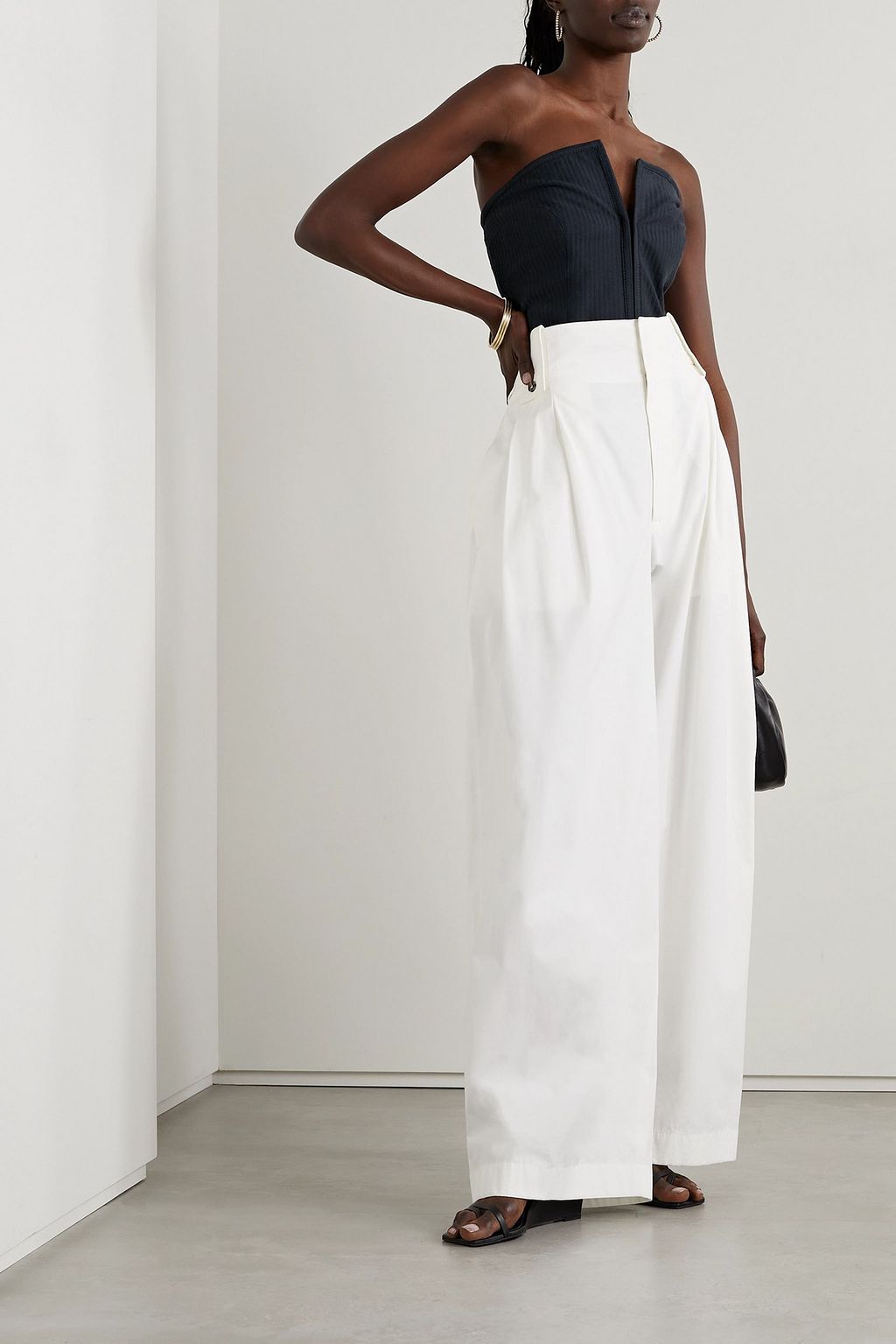 MARA HOFFMAN Layne strapless cropped TENCEL™ Lyocell  and cotton-blend jacquard bustier top