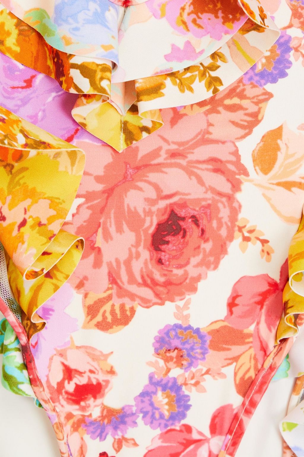 ZIMMERMANN Ruffled floral-print swimsuit