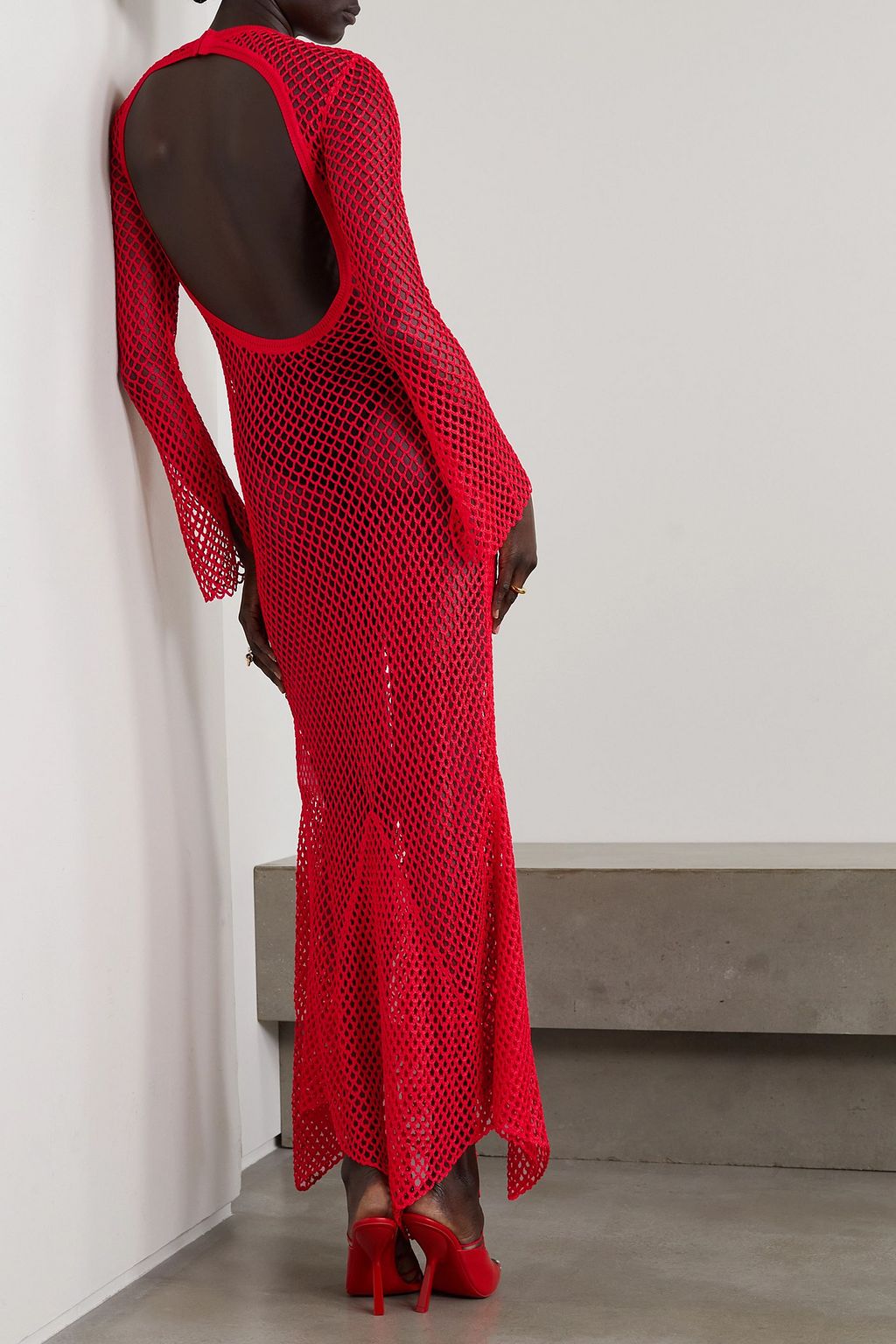 FERRAGAMO Open-back crochet-knit maxi dress
