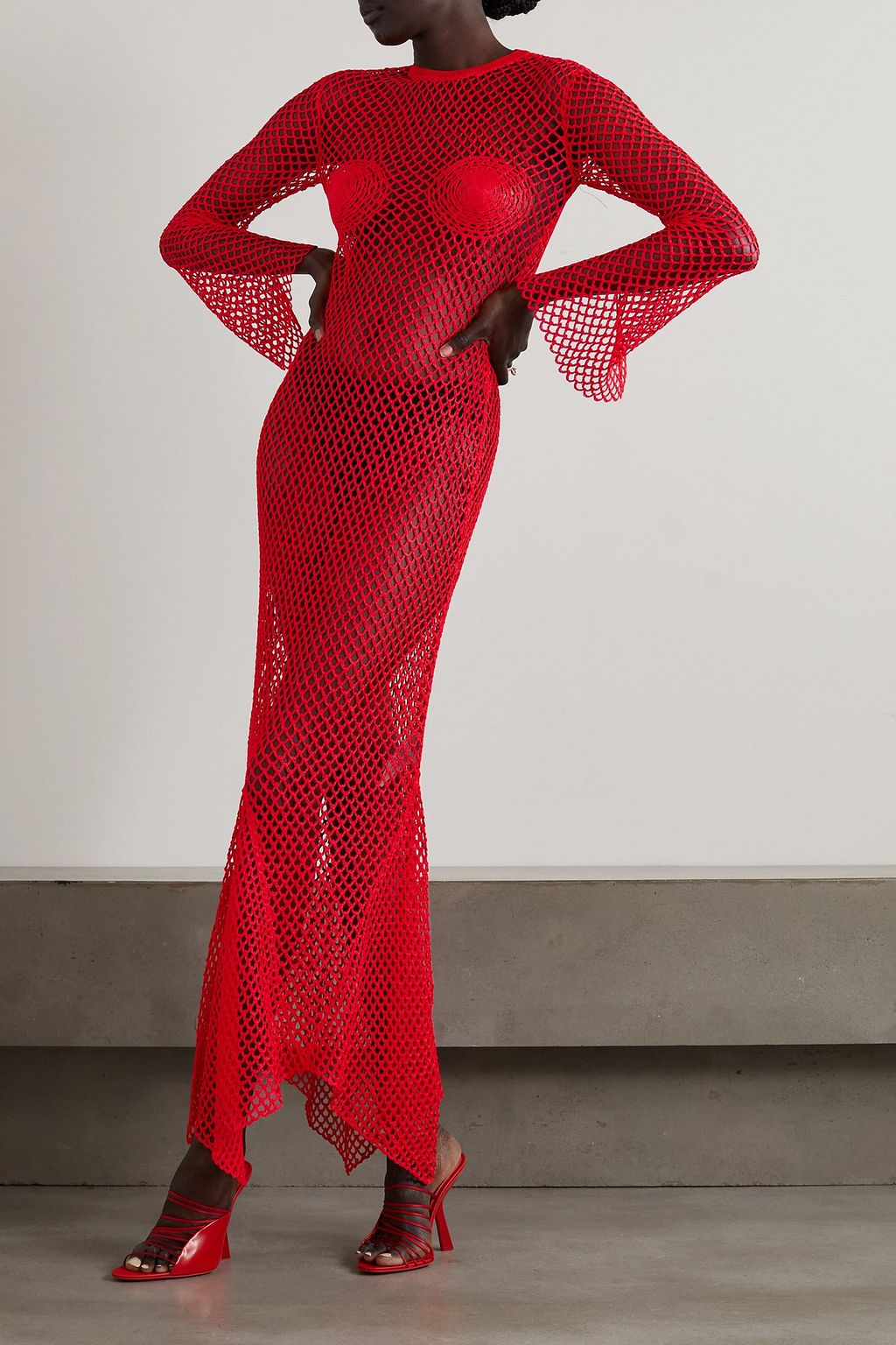 FERRAGAMO Open-back crochet-knit maxi dress