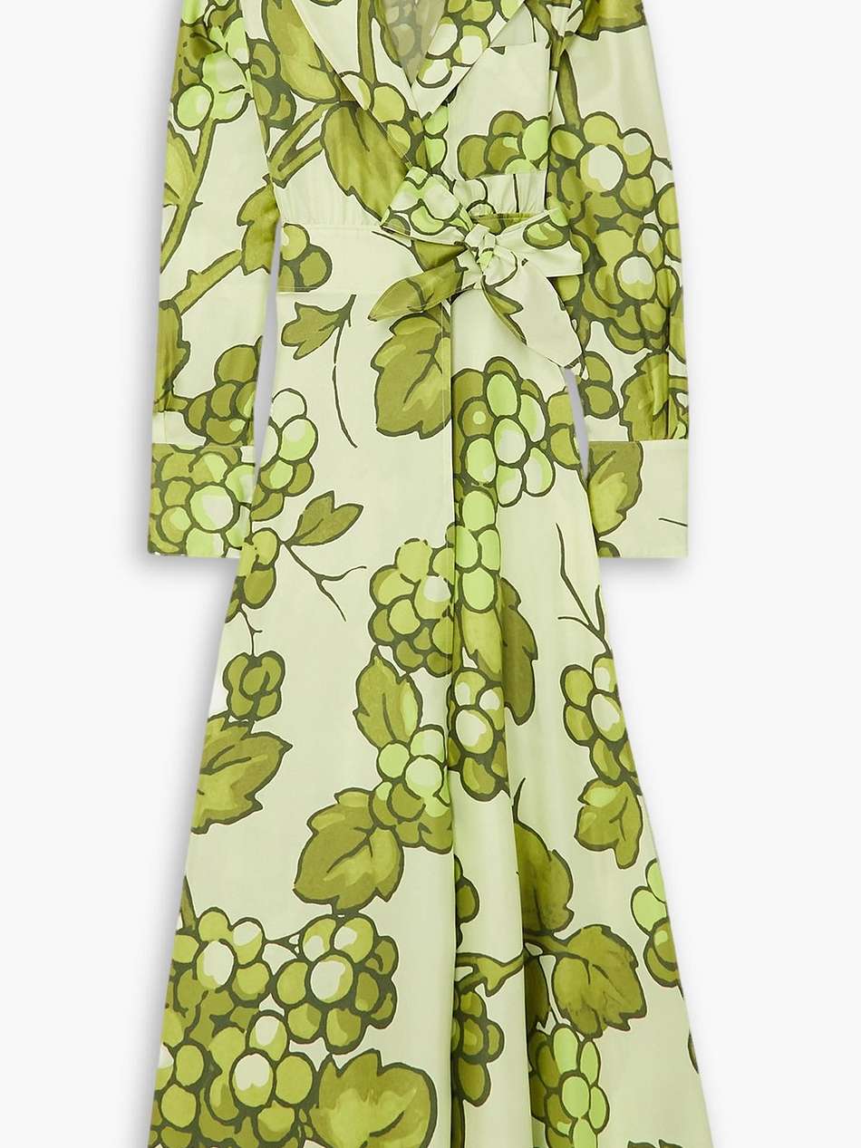 belted printed silk-twill maxi wrap dress