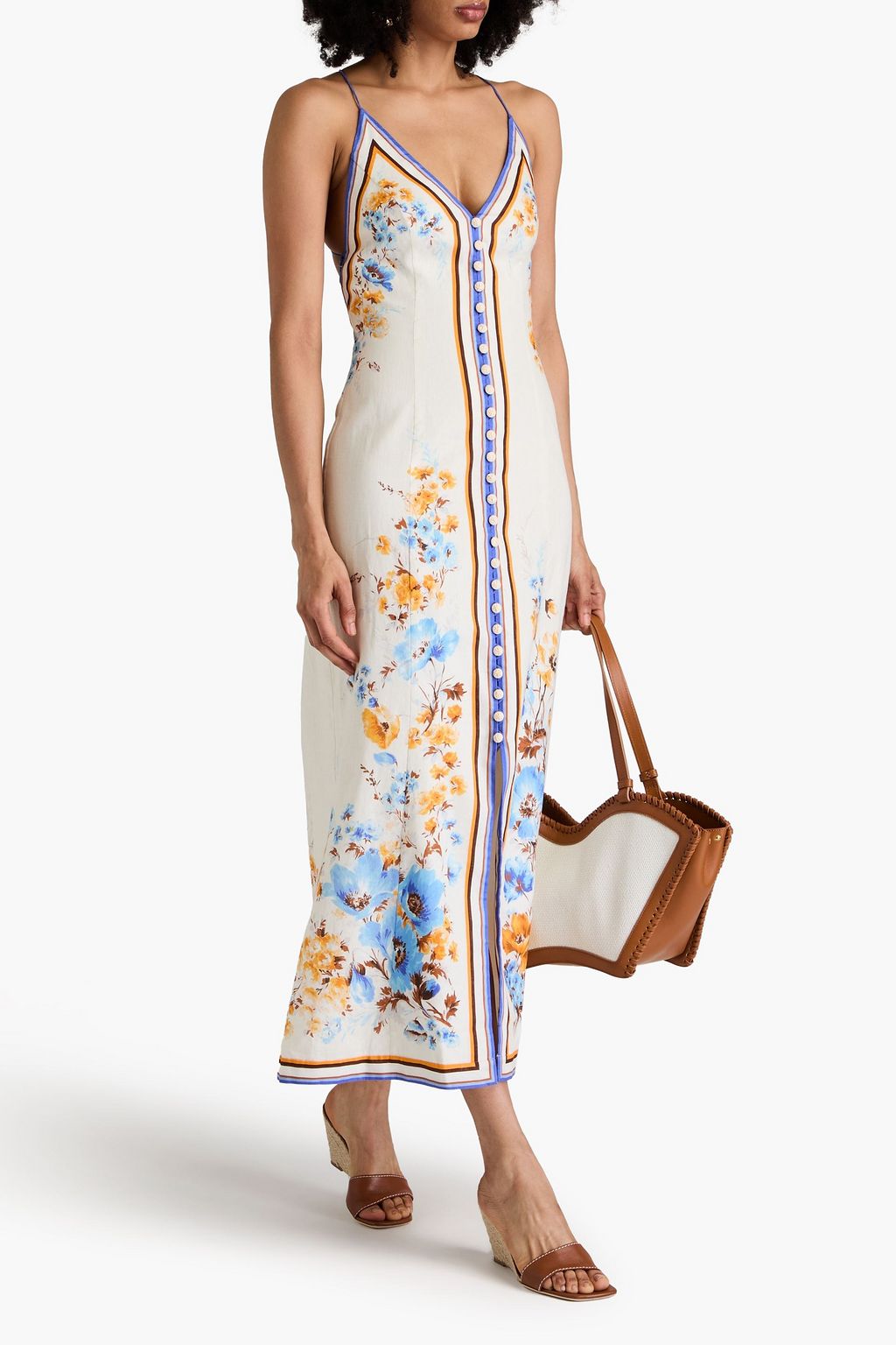 ZIMMERMANN Embellished floral-print linen maxi dress
