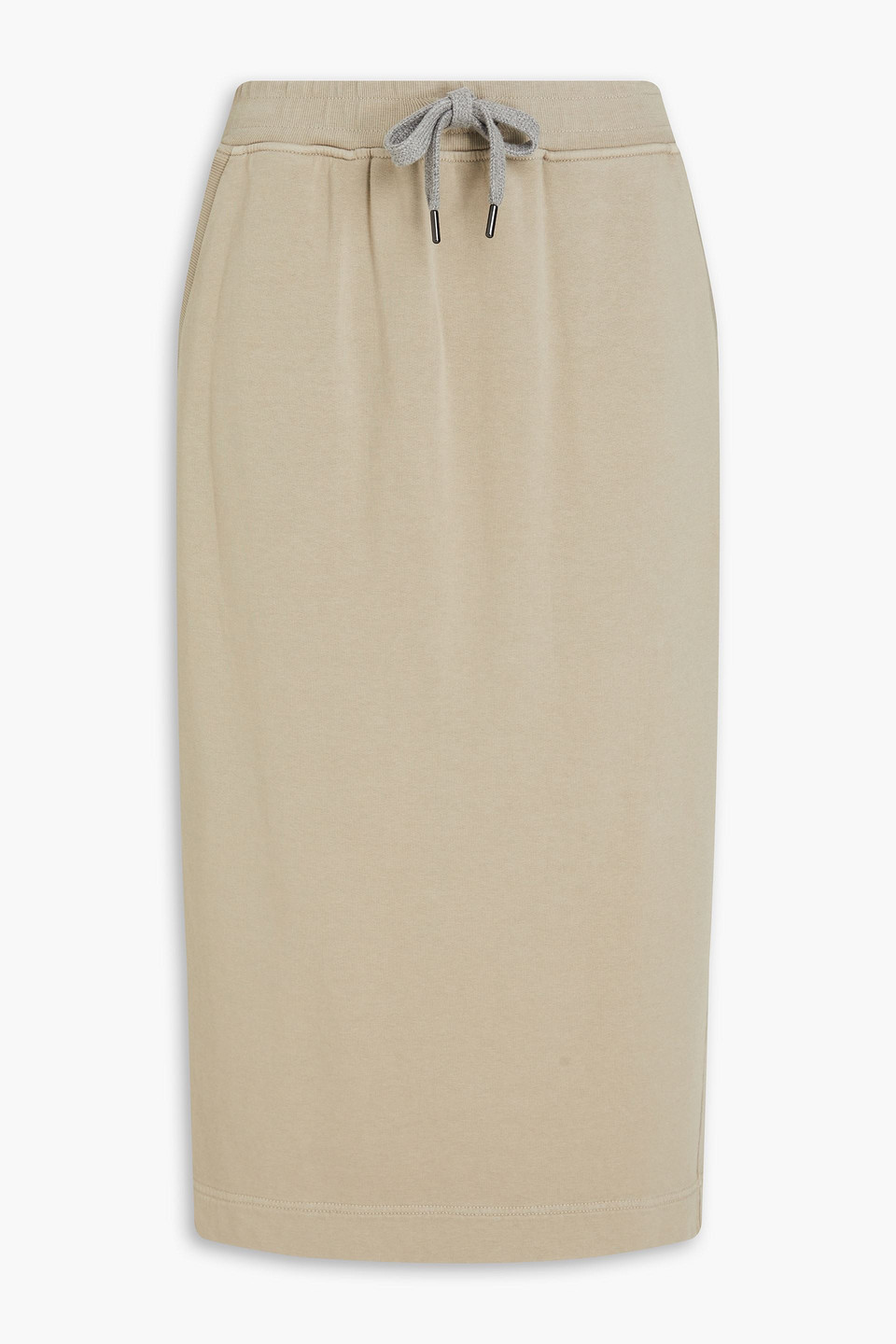 Brunello Cucinelli - Bead-embellished French cotton-terry midi skirt - Green - S