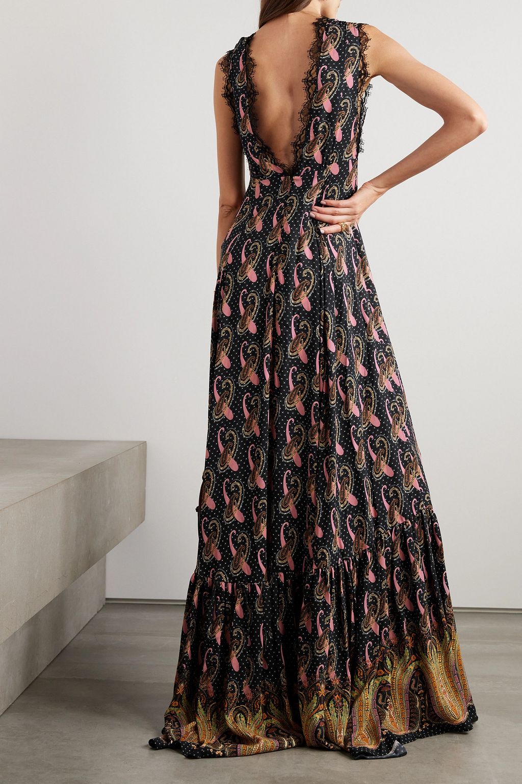 ETRO Lace-trimmed paisley-print crepon maxi dress