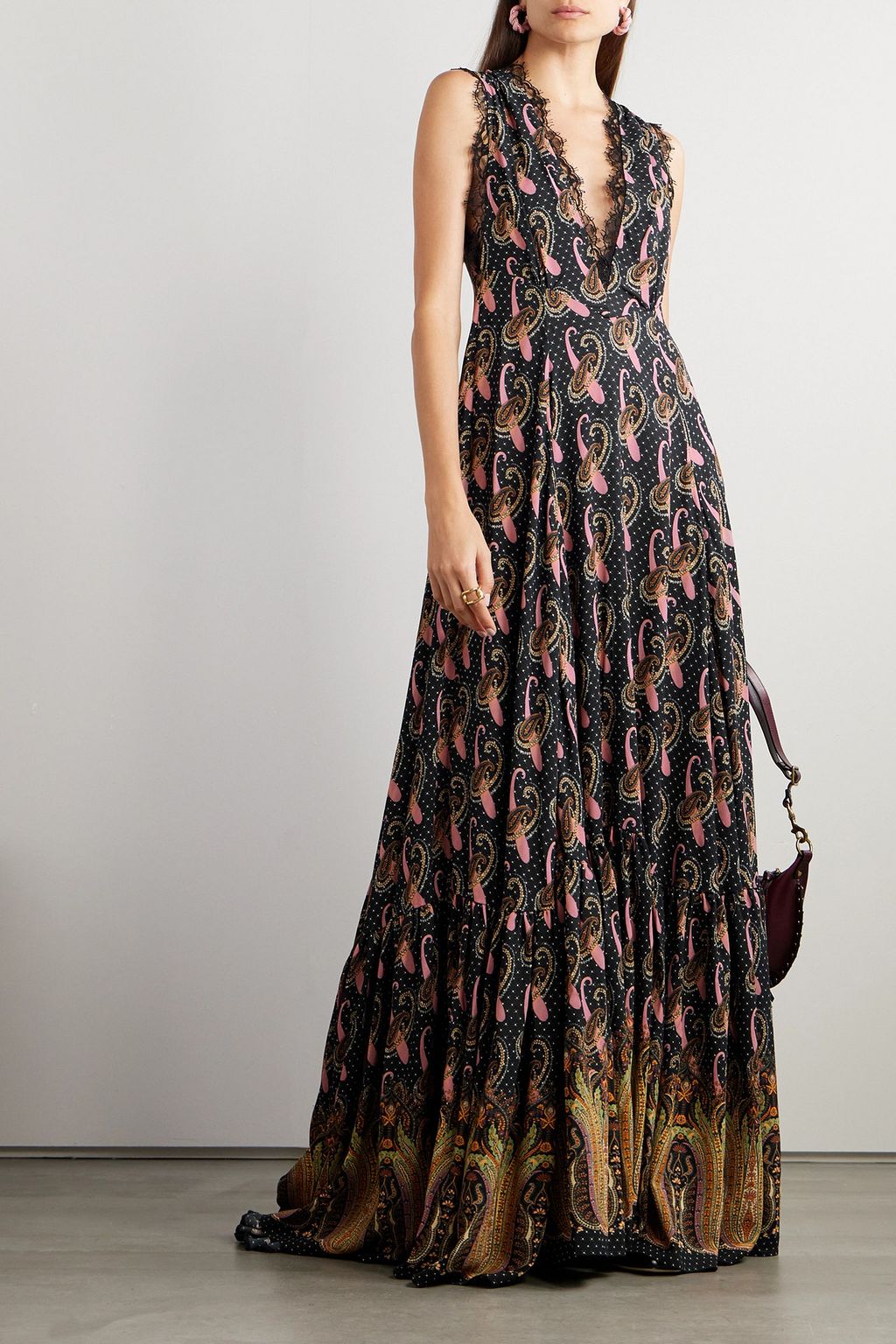 ETRO Lace-trimmed paisley-print crepon maxi dress