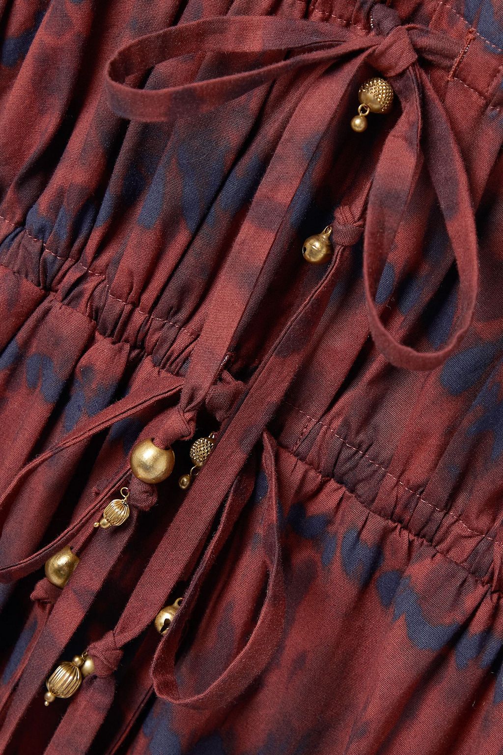ALTUZARRA 돈린 장식 주름 타이 다이 코튼 혼방 포플린 미디 드레스