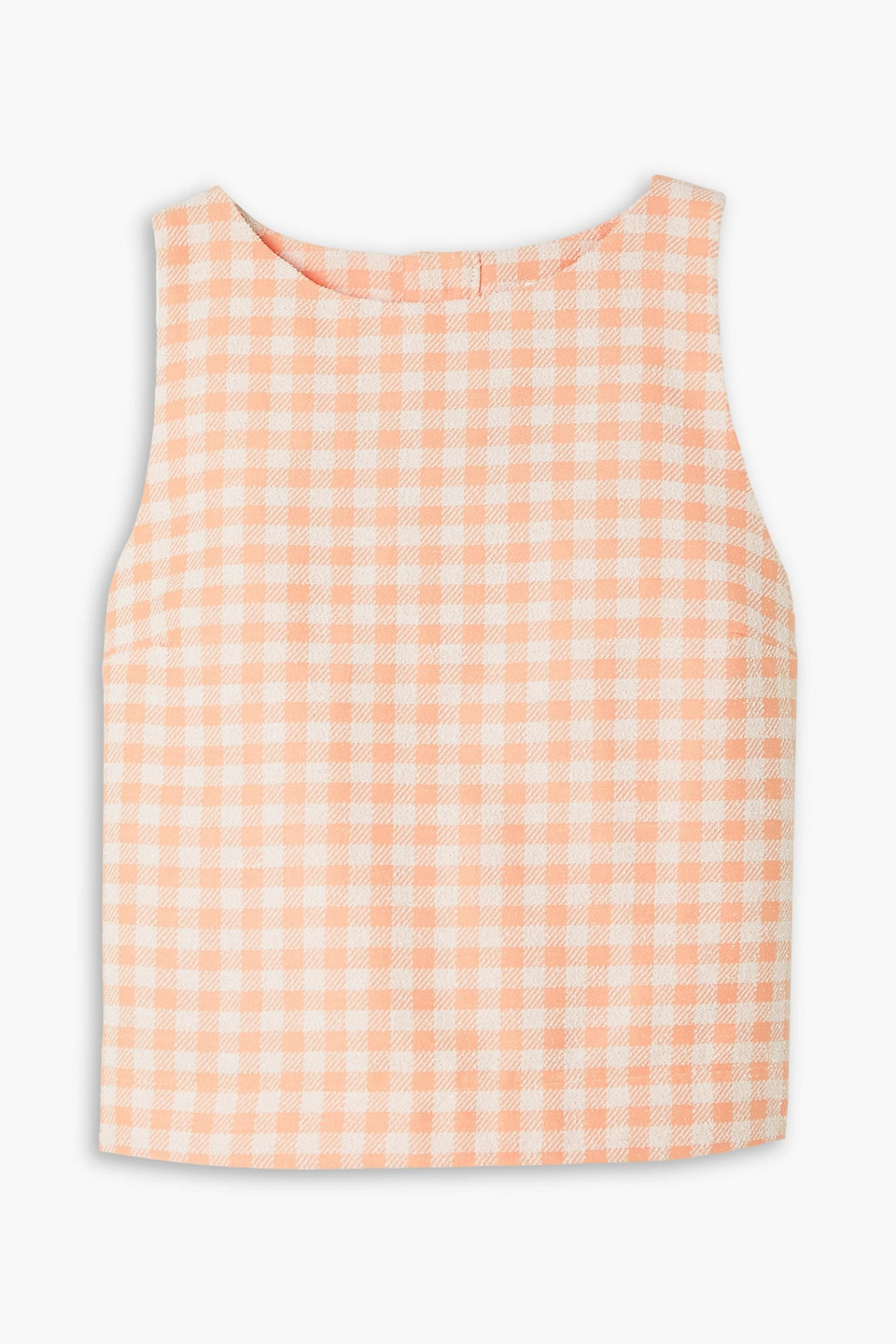 Lisa Marie Fernandez Cropped Gingham Cotton-blend Bouclé Top In Pastel Orange