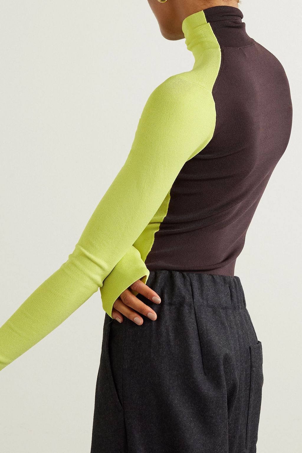 WALES BONNER Étoile two-tone ribbed stretch-knit turtleneck sweater