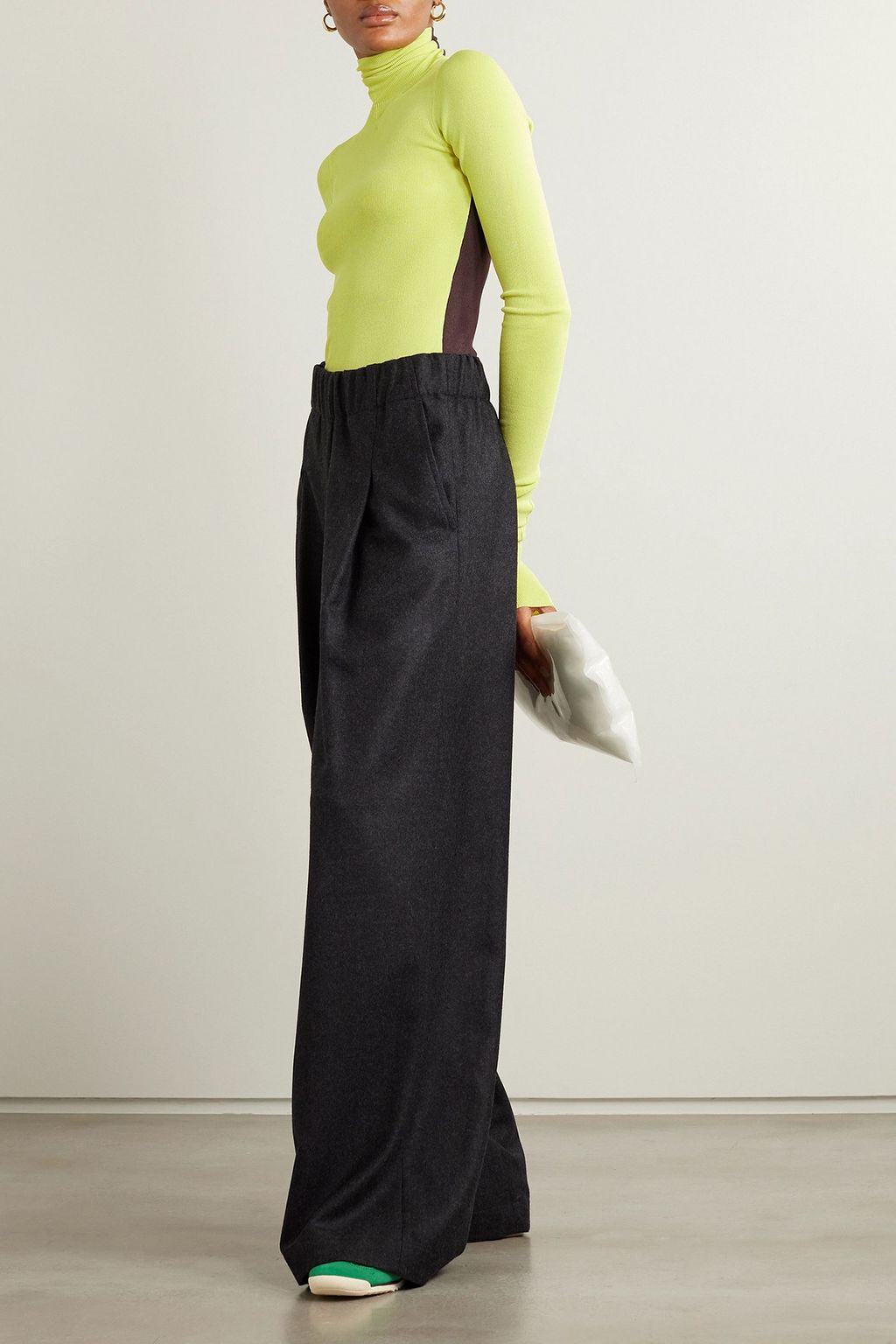 WALES BONNER Étoile two-tone ribbed stretch-knit turtleneck sweater