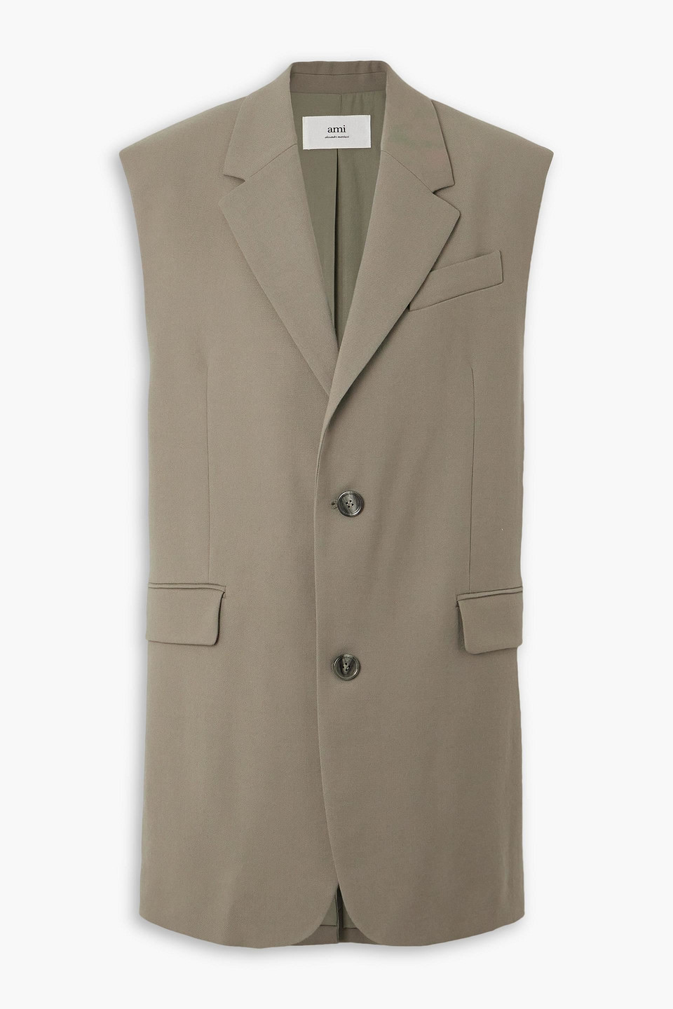Ami Alexandre Mattiussi Wool-gabardine Vest In Taupe