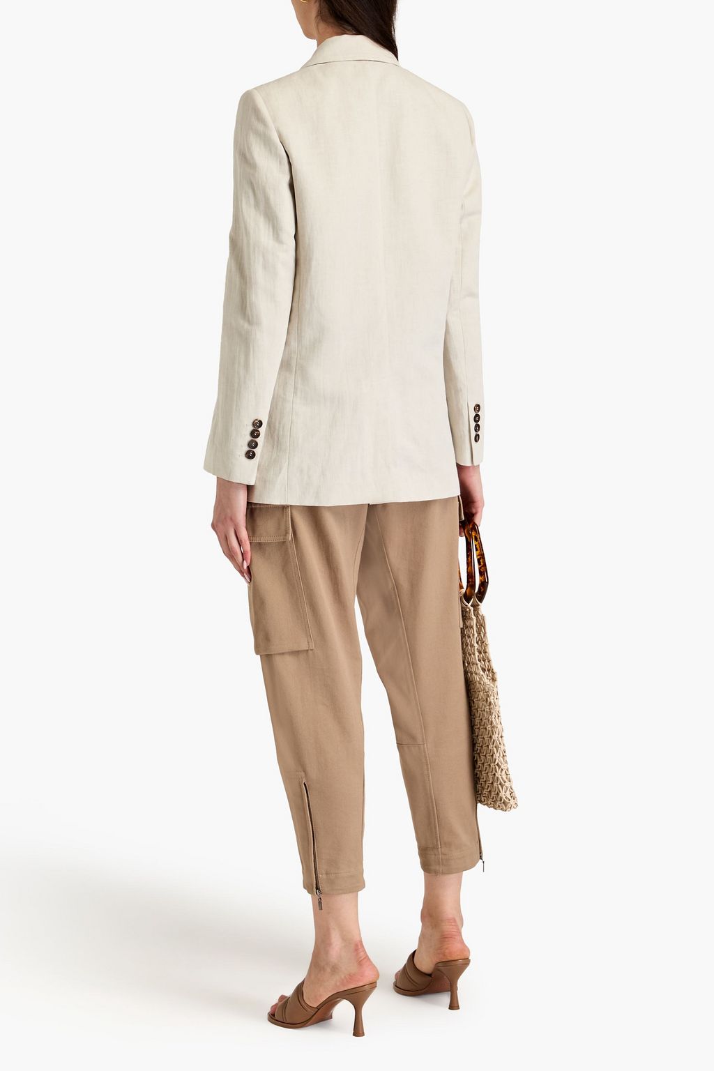 BRUNELLO CUCINELLI Double-breasted linen and cotton-blend blazer