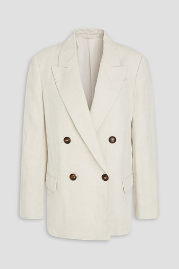 BRUNELLO CUCINELLI 더블 브레스티드 리넨 코튼 혼방 블레이저