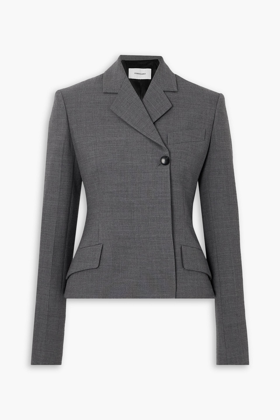 Ferragamo Double-breasted Wool Blazer In Gray