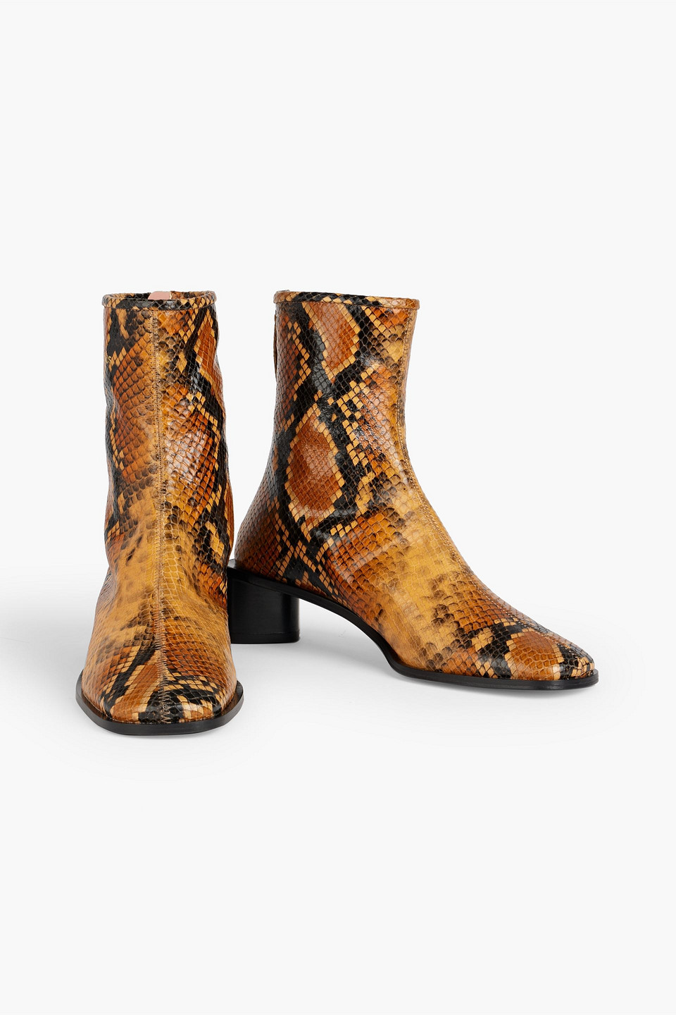Acne Studios Snake-effect Leather Ankle Boots In Animal Print