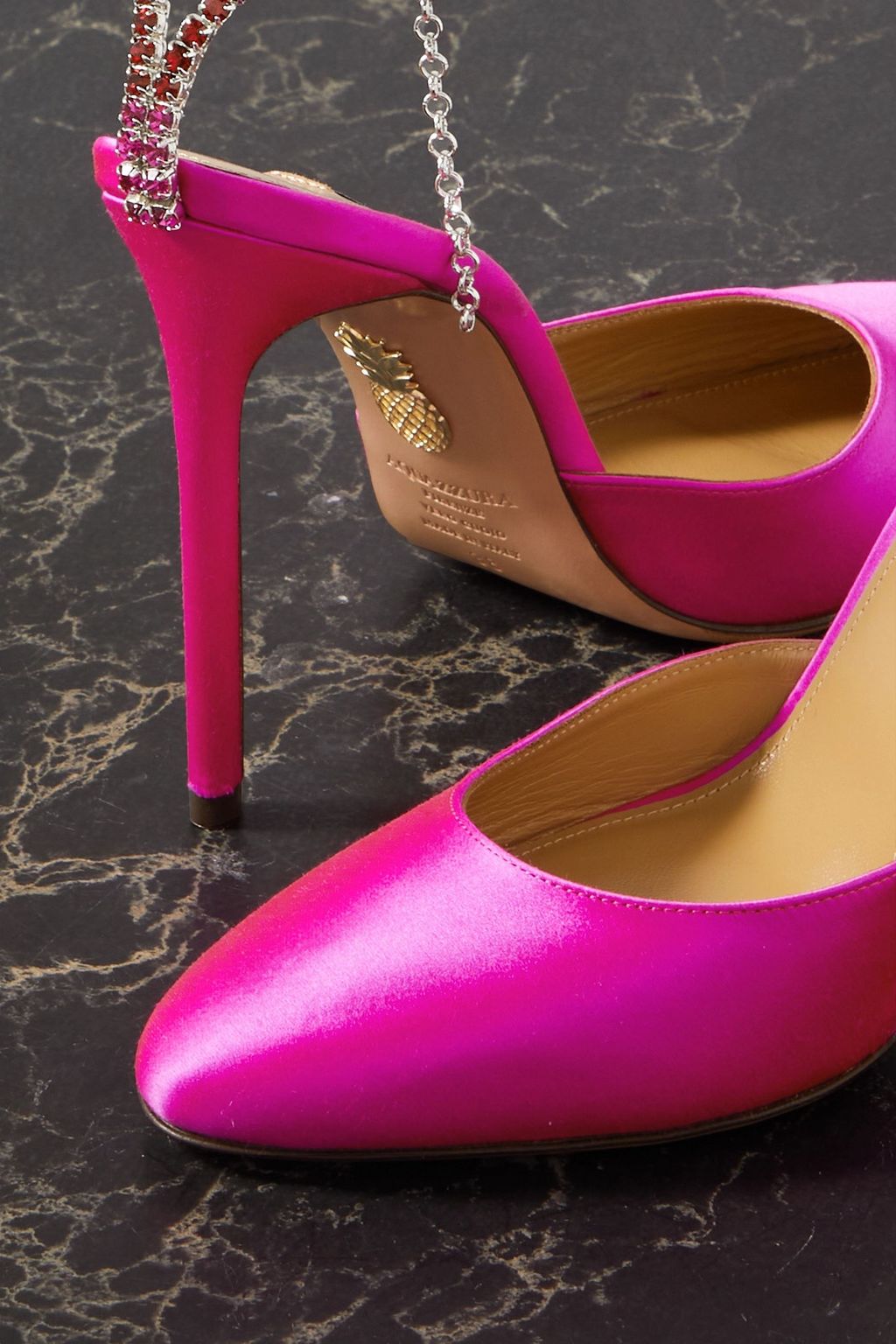 AQUAZZURA Ice 105 crystal-embellished satin pumps