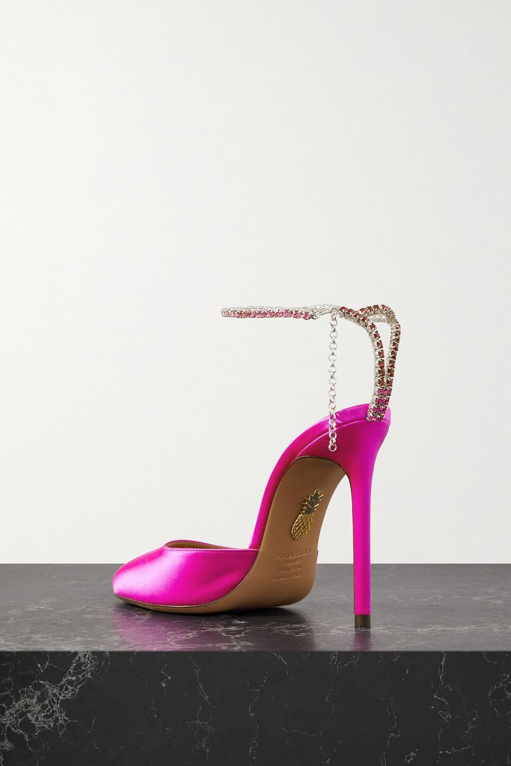 AQUAZZURA Ice 105 crystal-embellished satin pumps