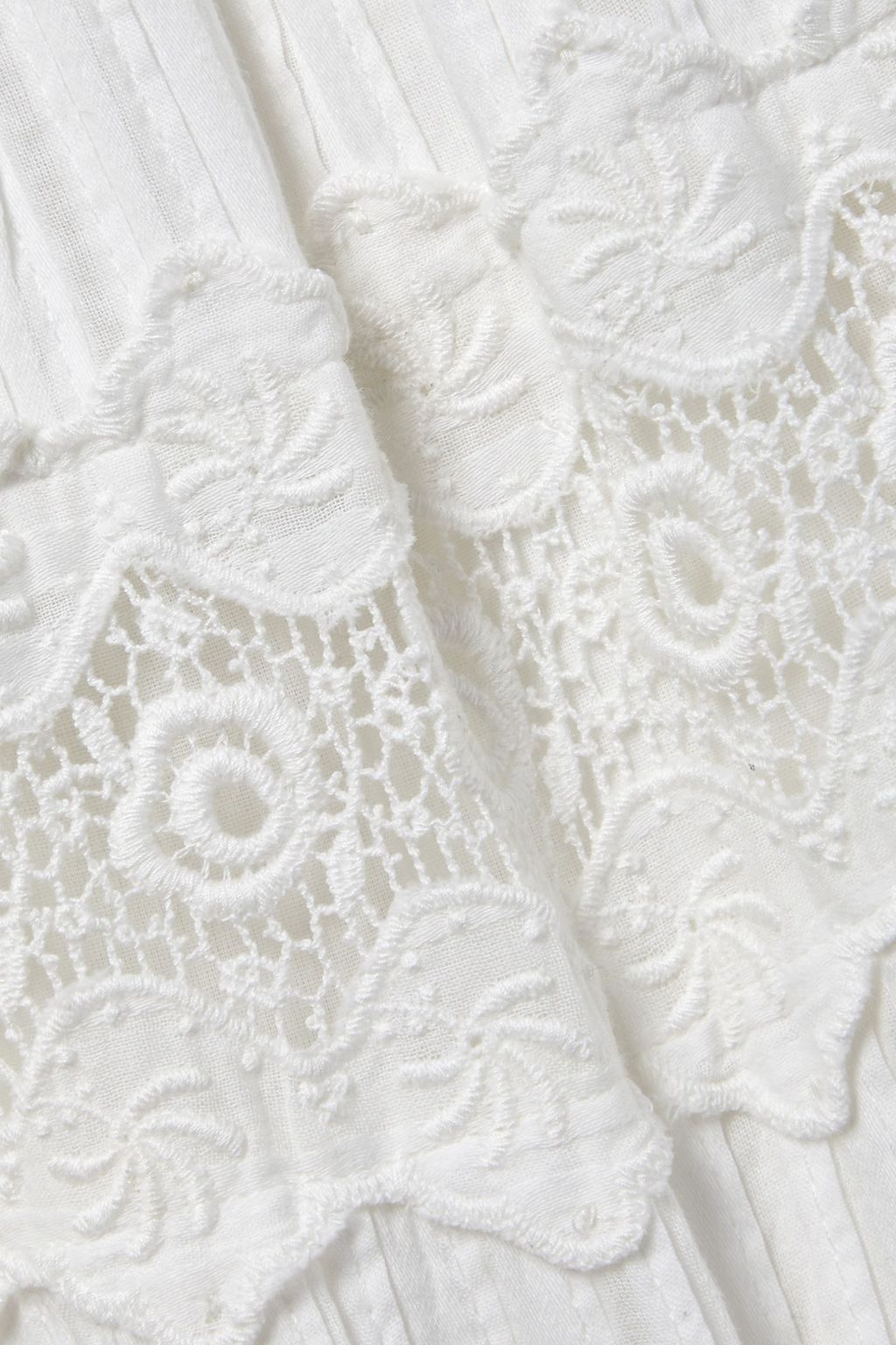 LOVESHACKFANCY Cinnamon pintucked crochet-trimmed cotton-voile mini dress