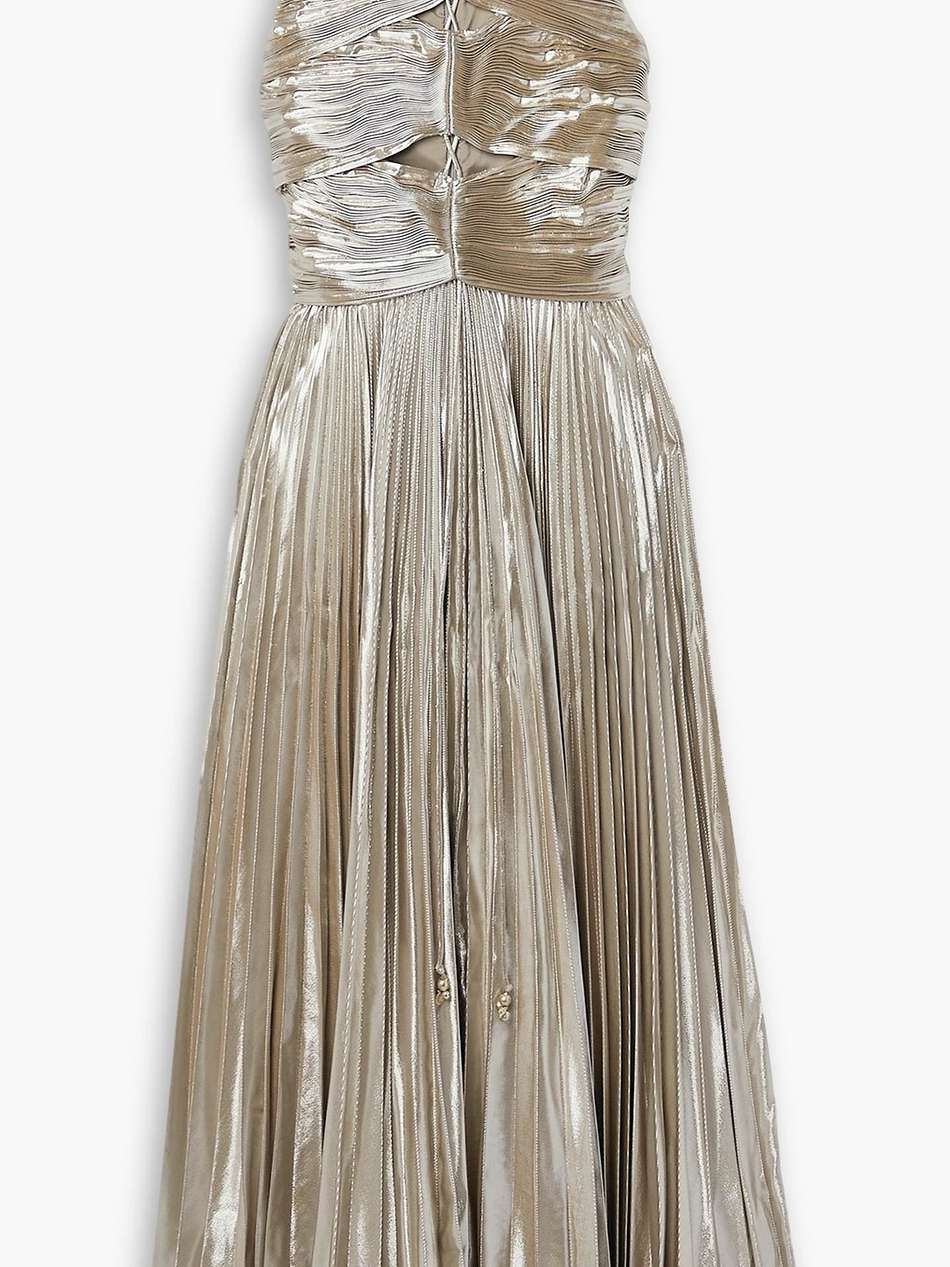 kandoro cutout plissé-lamé maxi dress