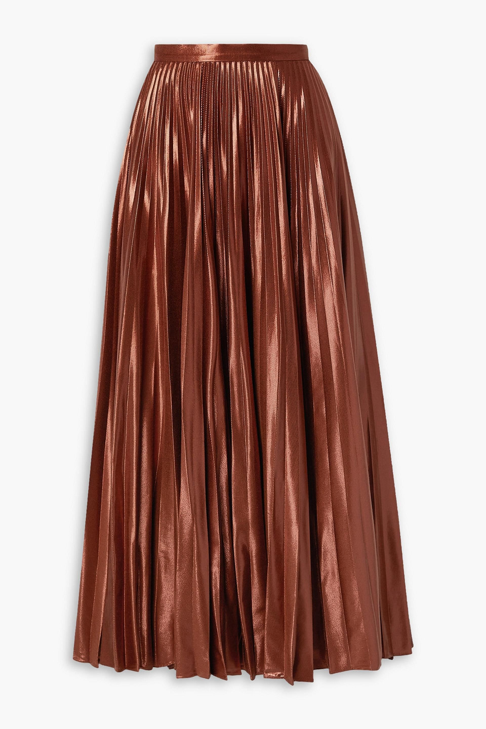 Altuzarra Sif Metallic Pleated Maxi Skirt In Copper