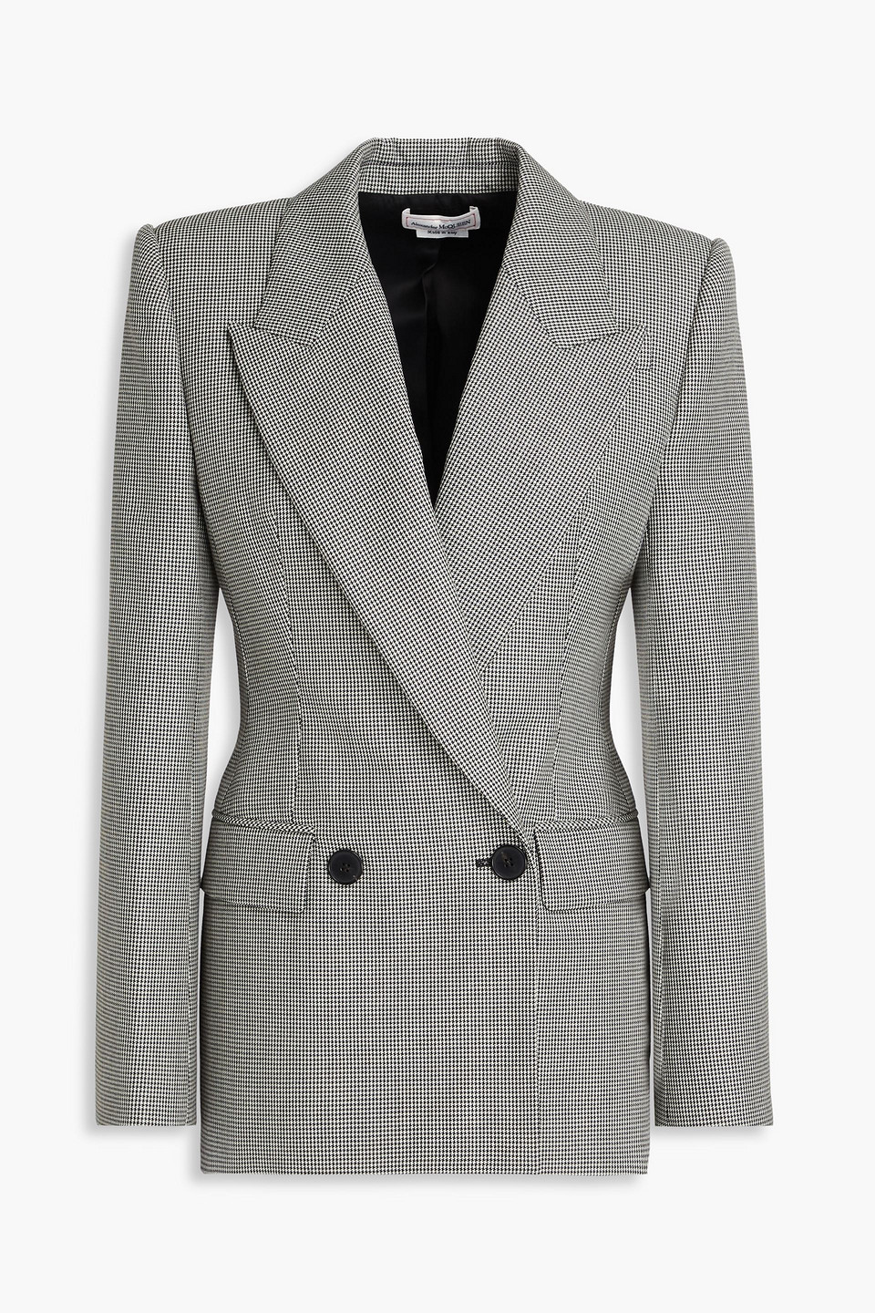 mcqueen - double-breasted houndstooth wool blazer - gray - it 38