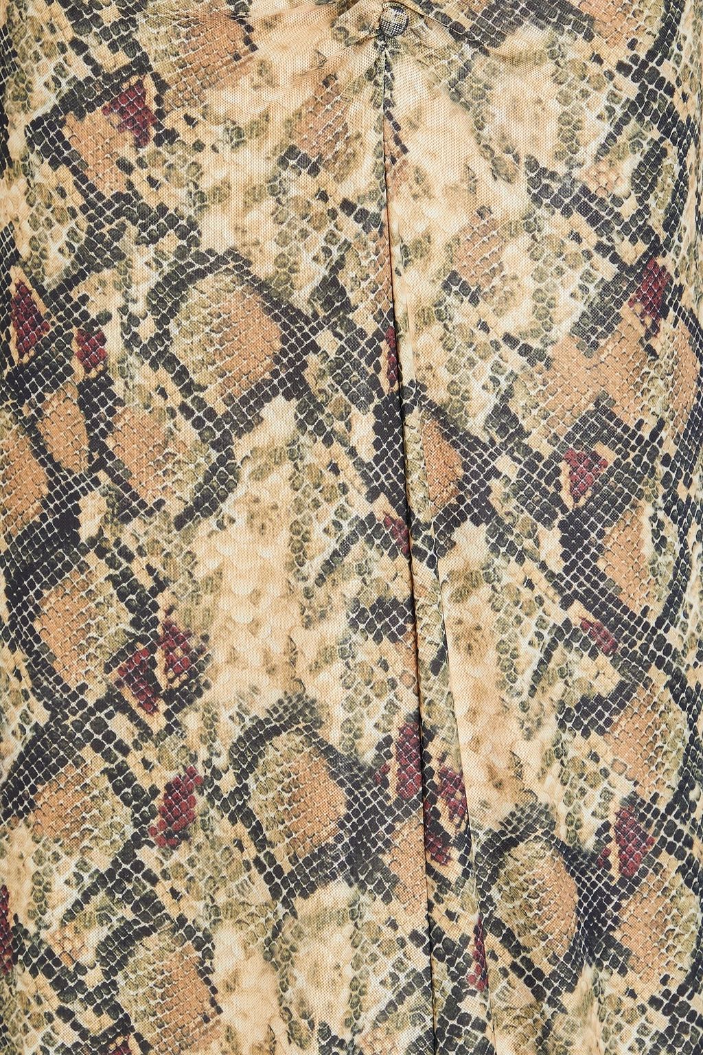 ROTATE BIRGER CHRISTENSEN 컷아웃 디테일 스네이크 프린트 메쉬 맥시 드레스