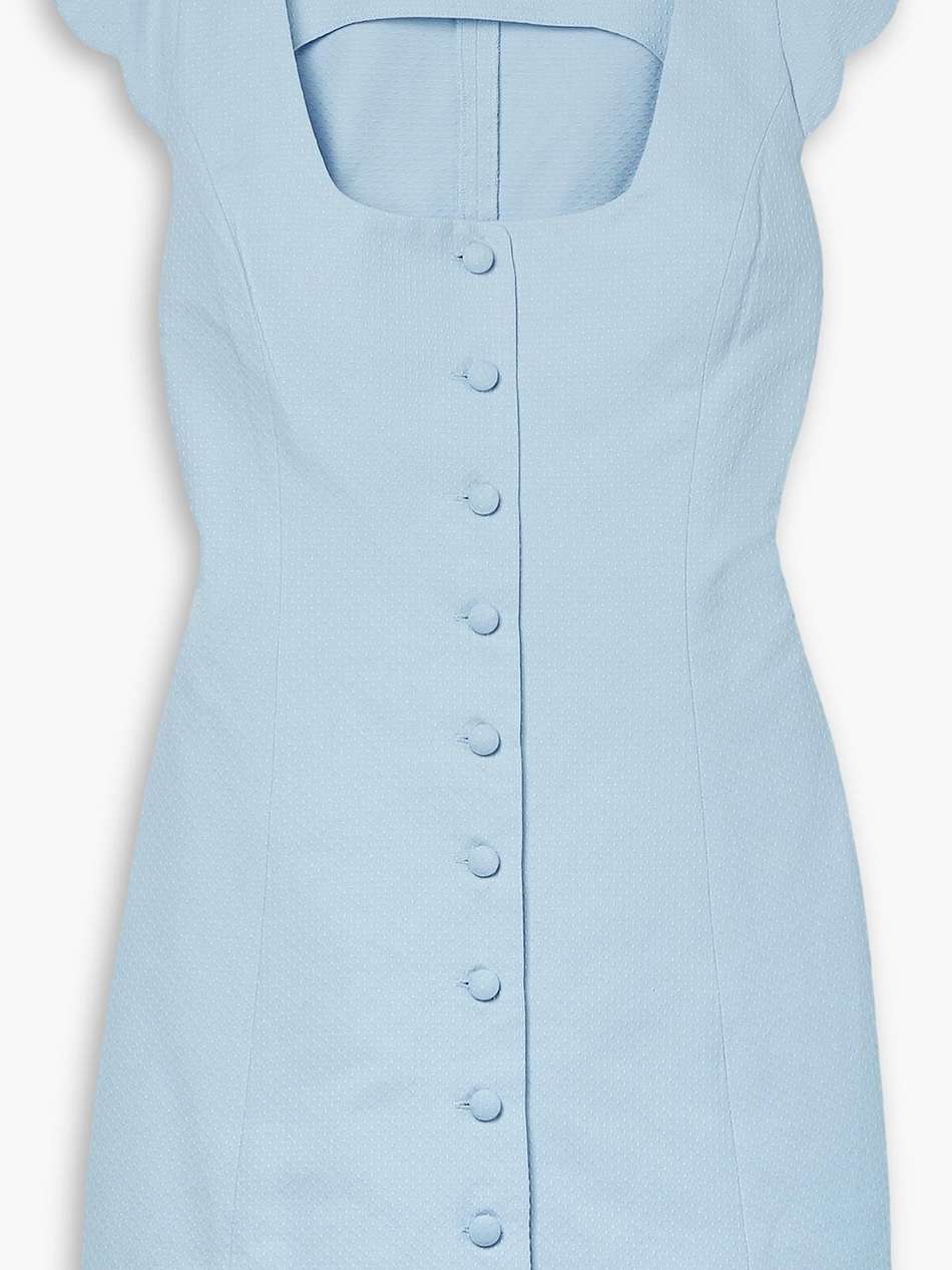 scalloped swiss-dot cotton-piqué mini dress