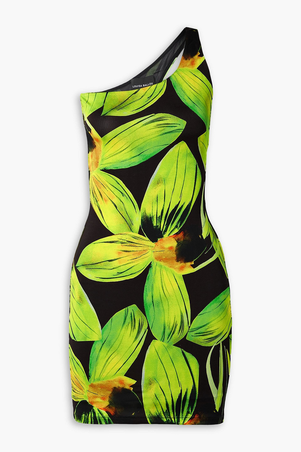 LOUISA BALLOU ONE-SHOULDER PRINTED STRETCH-JERSEY MINI DRESS 