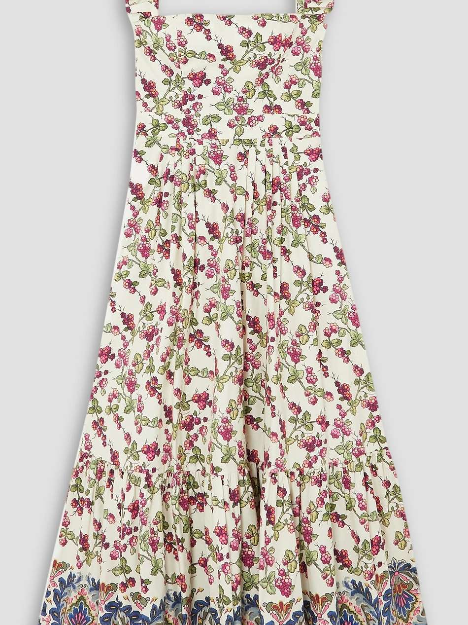 ruffled pleated printed stretch-cotton poplin maxi dress