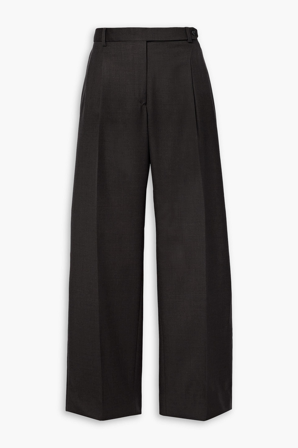 Brioni Pleated Wool Straight-leg Pants In Dark Brown