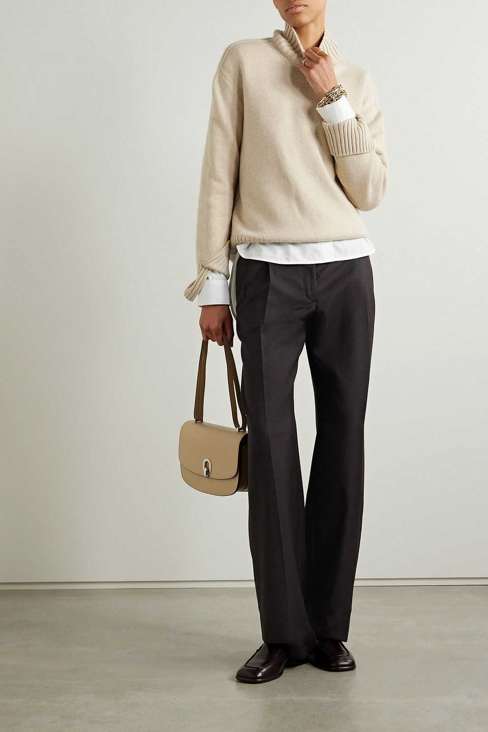Brioni Pleated Wool Straight-leg Pants In Dark Brown