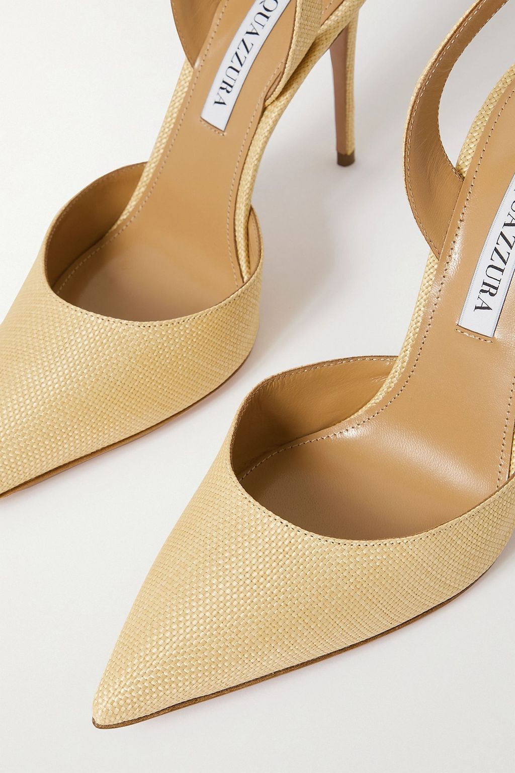 AQUAZZURA So Nude 105 raffia slingback pumps