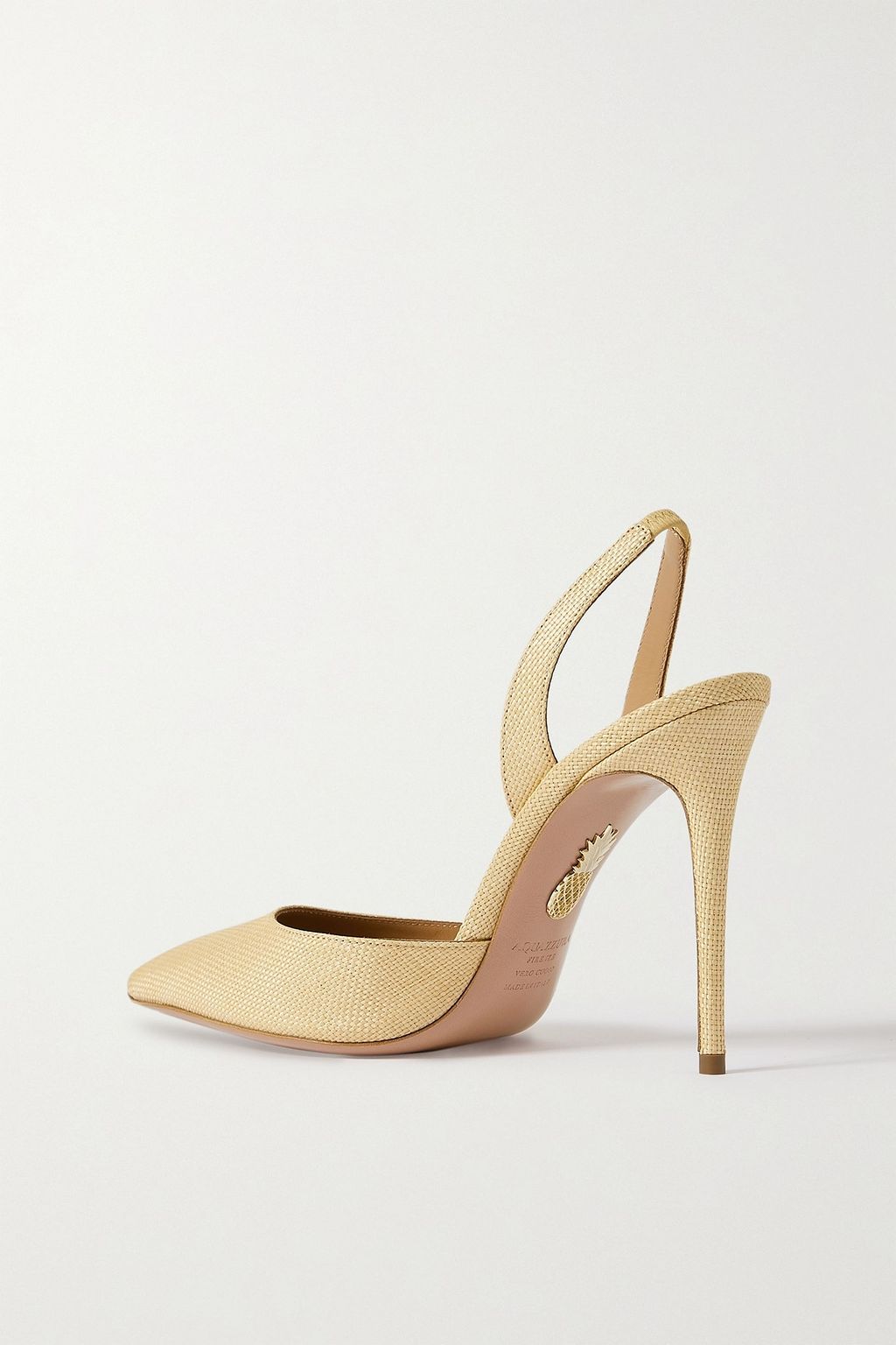 AQUAZZURA So Nude 105 raffia slingback pumps