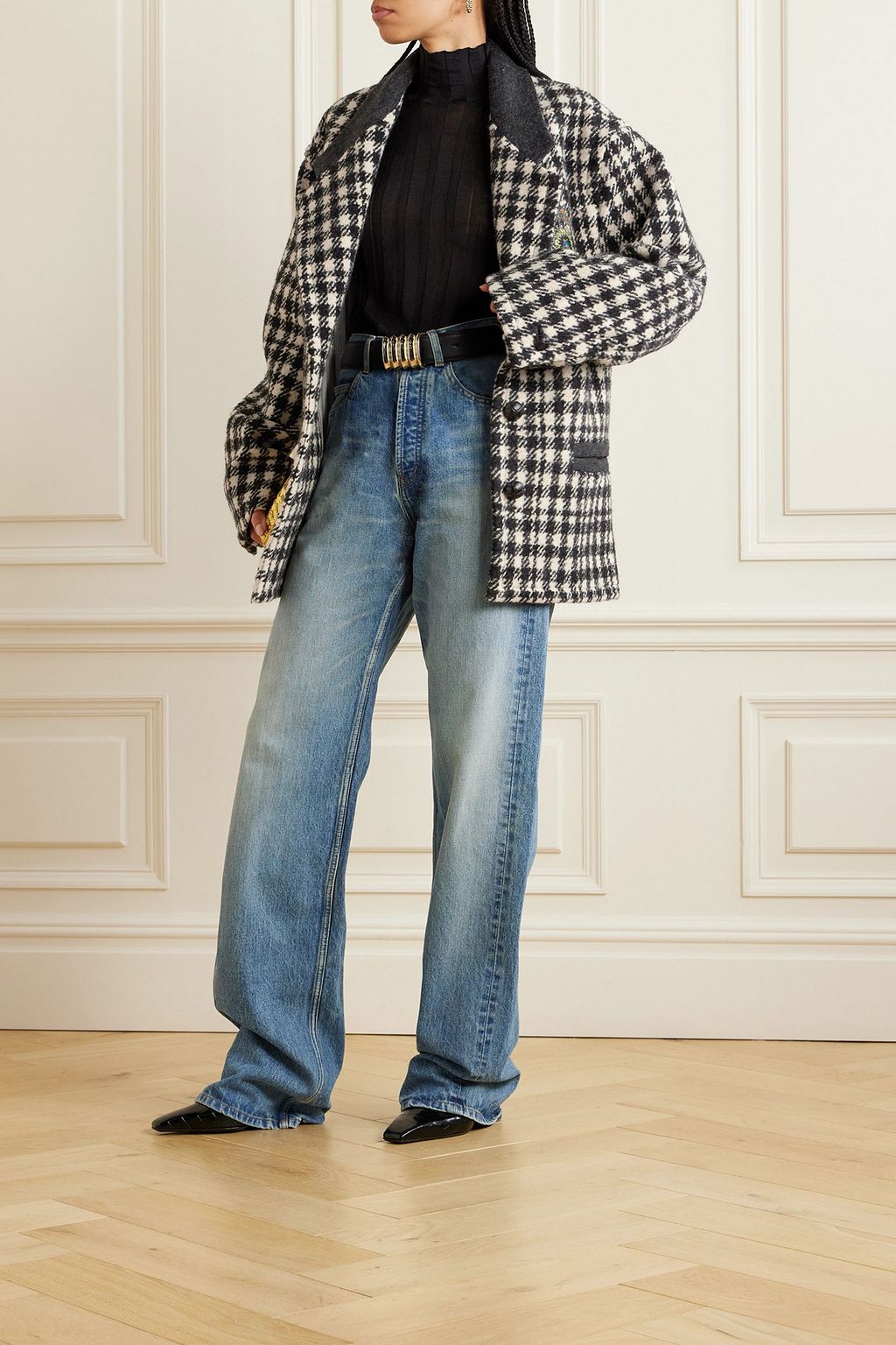 ETRO Embroidered houndstooth woven coat