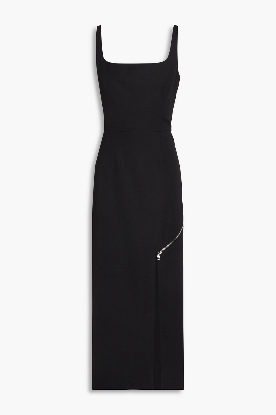 mcqueen - zip-detailed grain de poudre wool midi dress - black - it 40