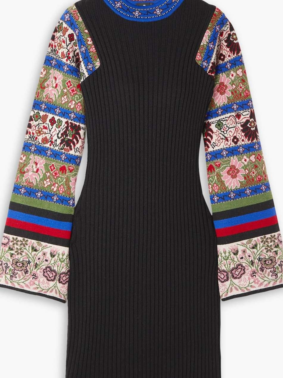 irma intarsia ribbed wool-blend mini dress