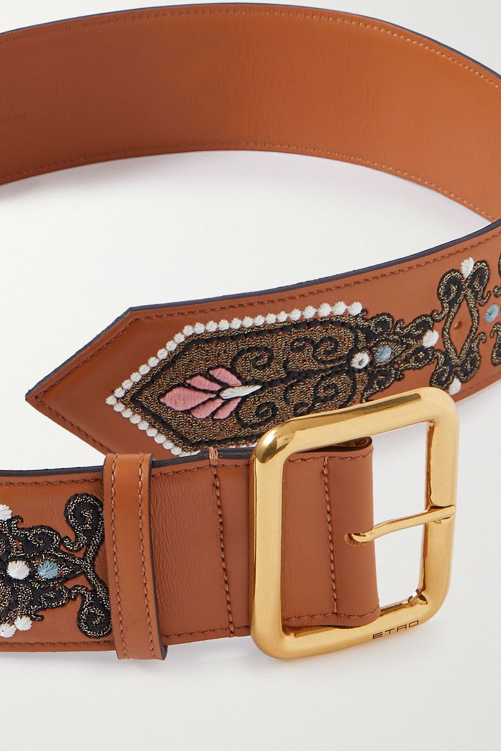 ETRO Embroidered leather belt