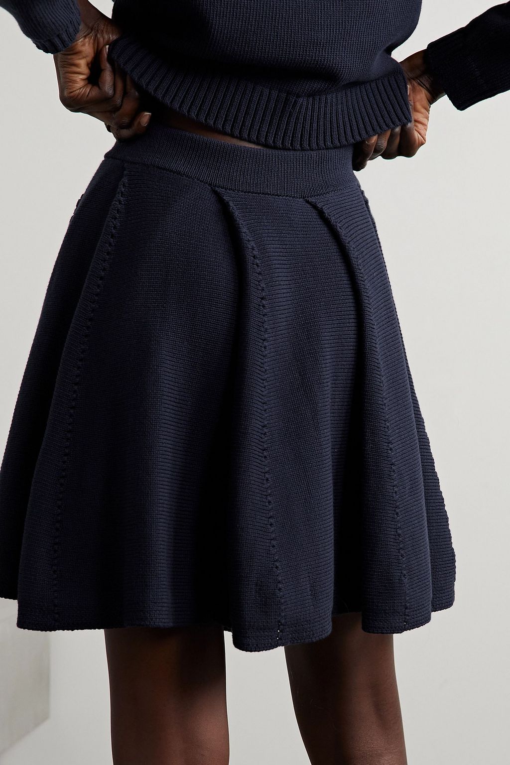 ALTUZARRA Mapp pleated ribbed cotton-blend mini skirt