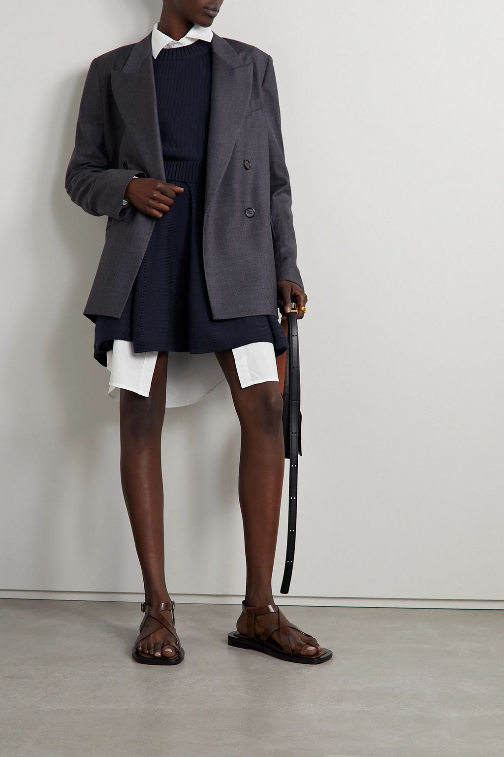 ALTUZARRA Mapp pleated ribbed cotton-blend mini skirt