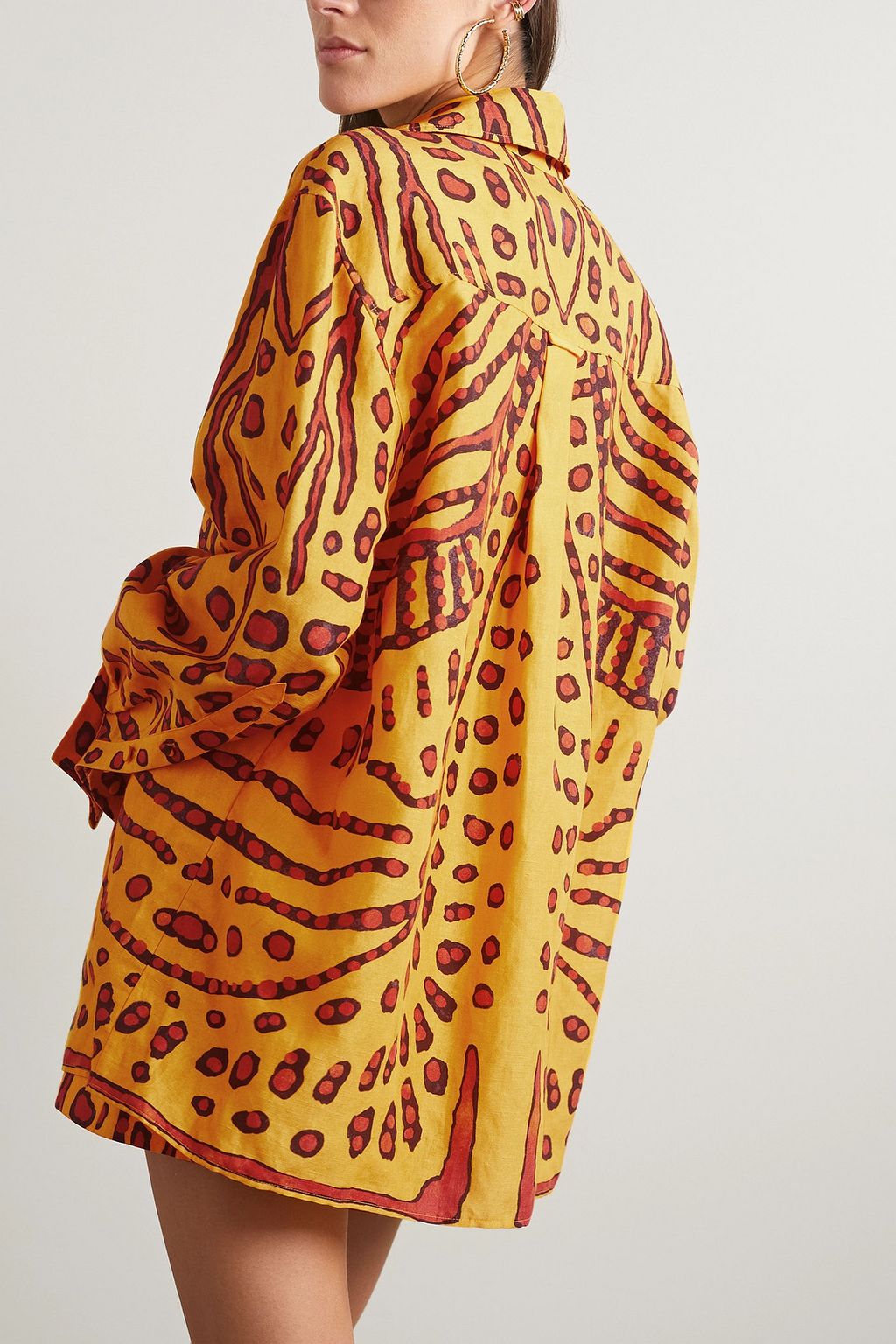 ALTUZARRA Deka oversized lace-up printed Lyocell and linen-blend shirt