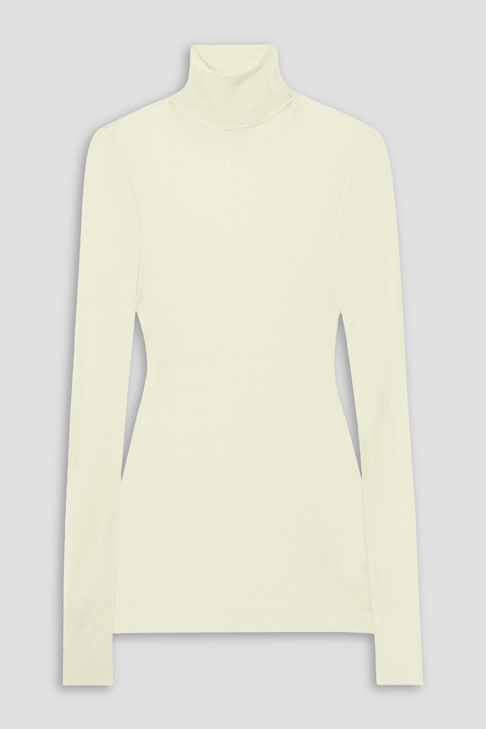 Ribbed jersey turtleneck top