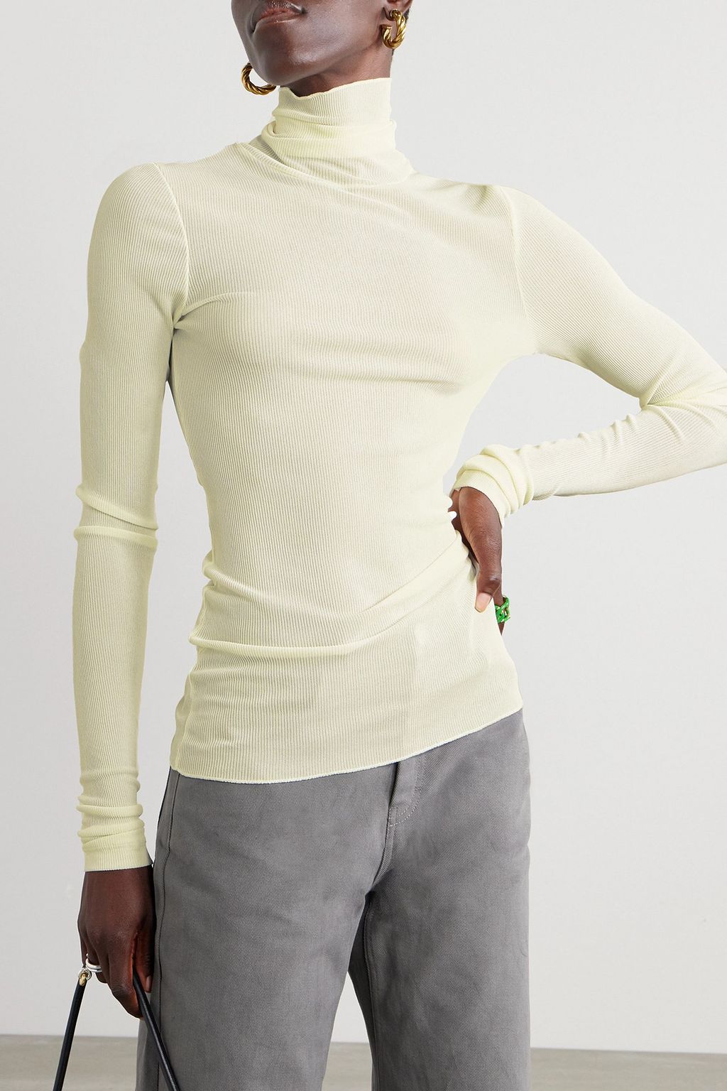 AMI ALEXANDRE MATTIUSSI Ribbed jersey turtleneck top