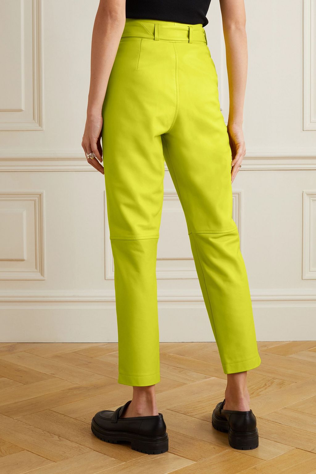 BOUGUESSA Camila belted neon leather pants