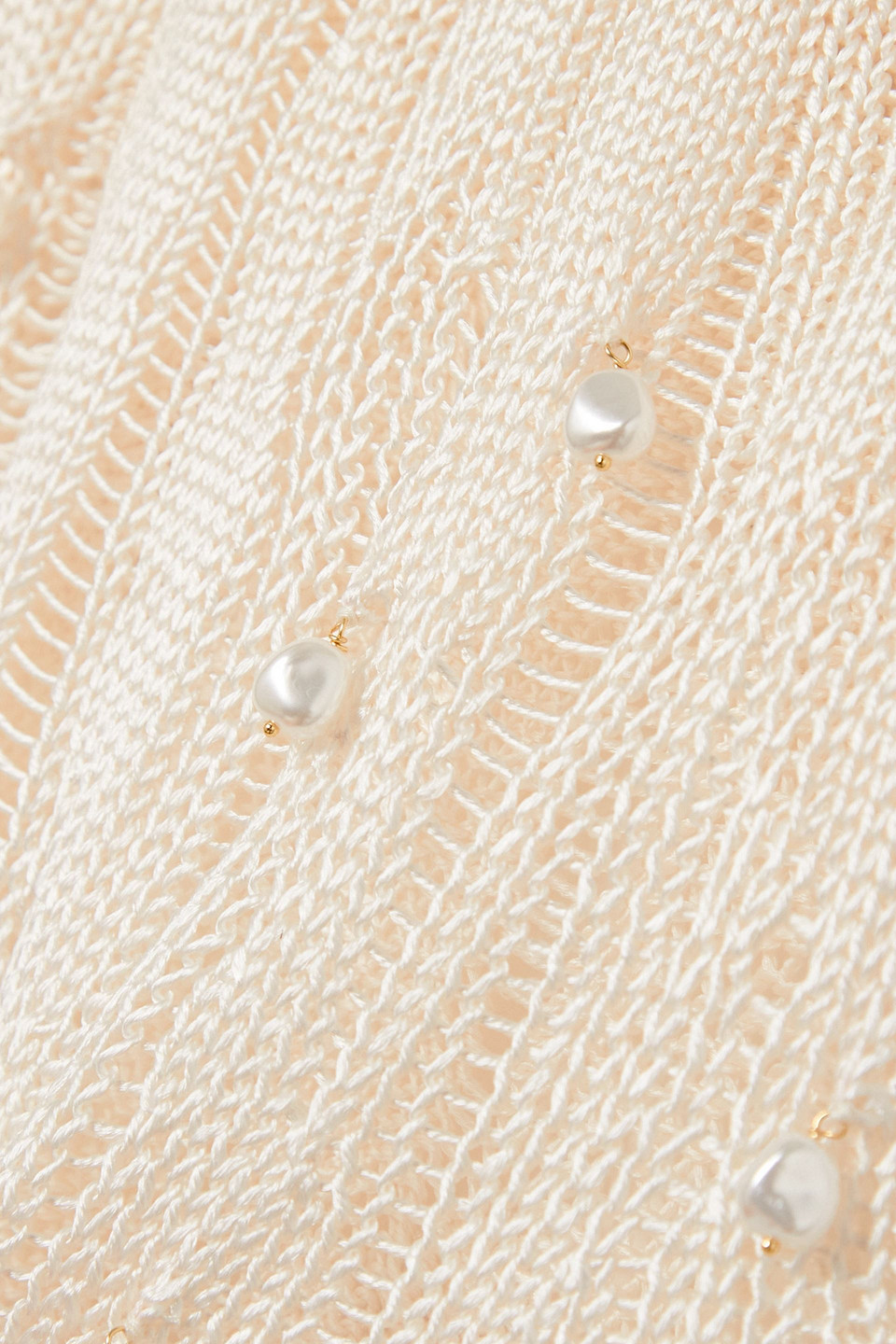 Altuzarra Wyman Faux Pearl-embellished Distressed Silk Tank In Ivory