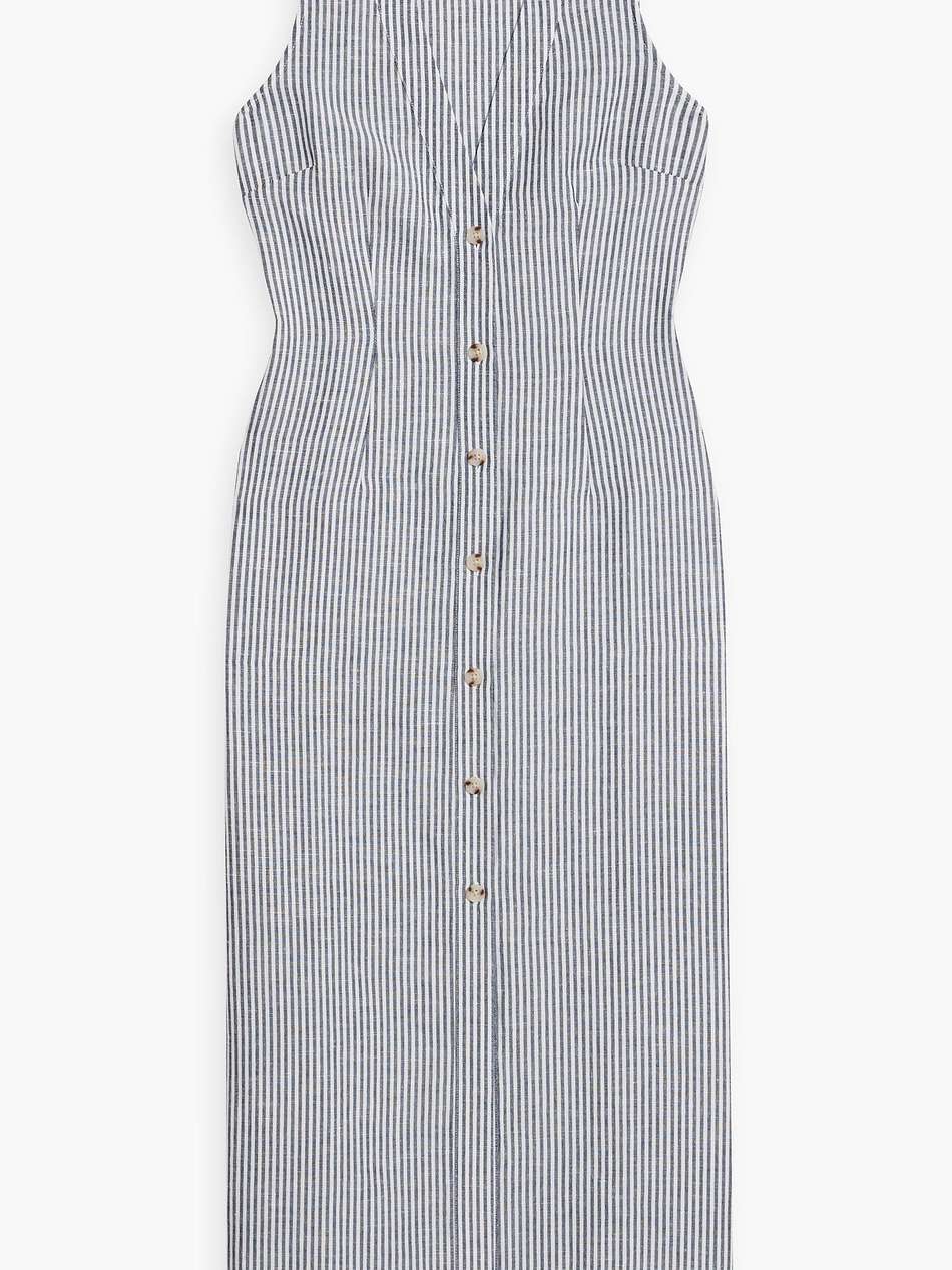 striped linen and lyocell-blend maxi dress