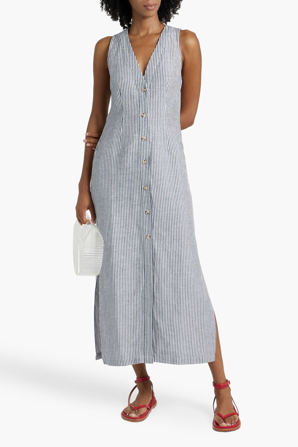 ONIA Striped linen and Lyocell-blend maxi dress