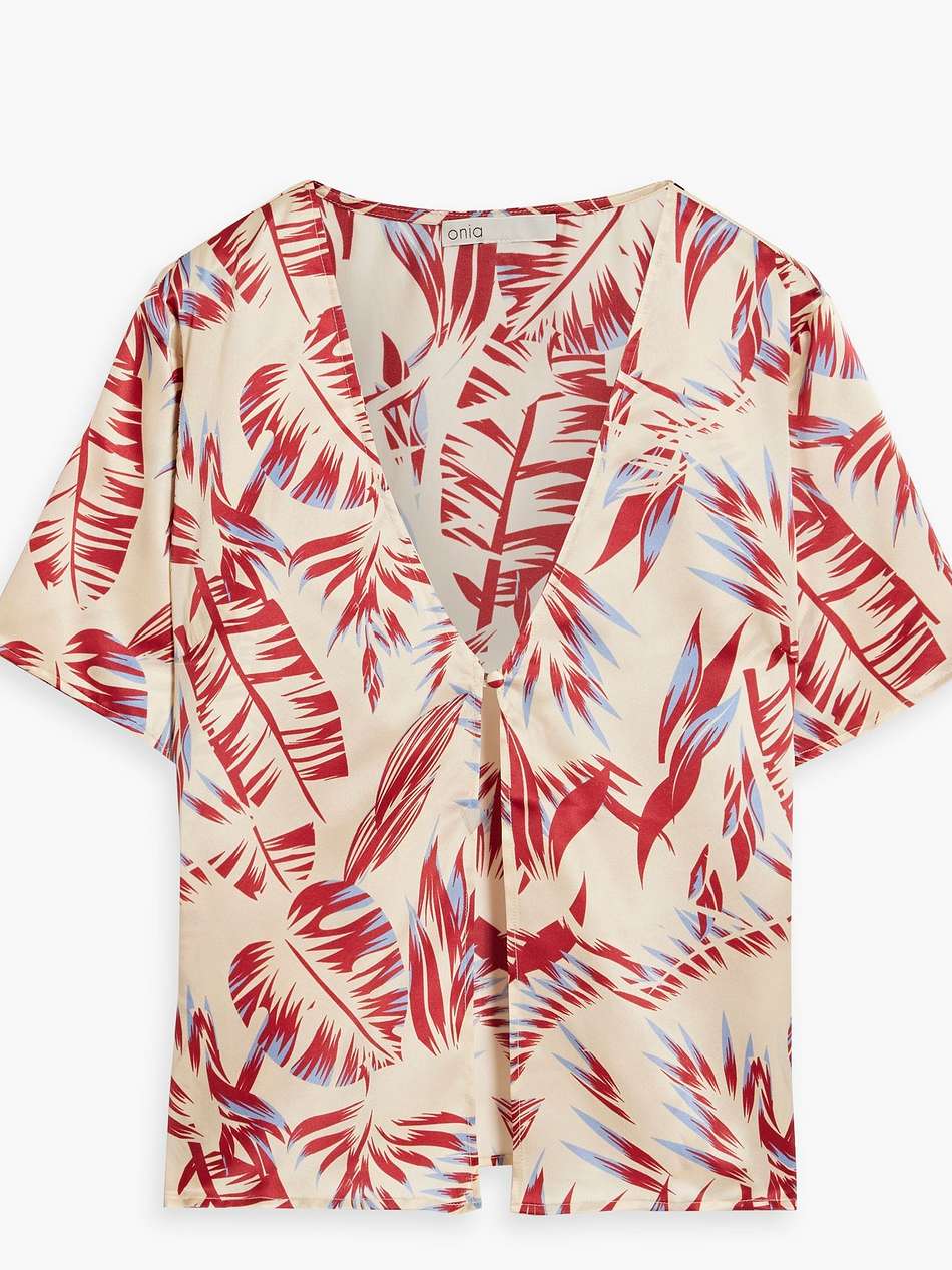 printed silk-satin top