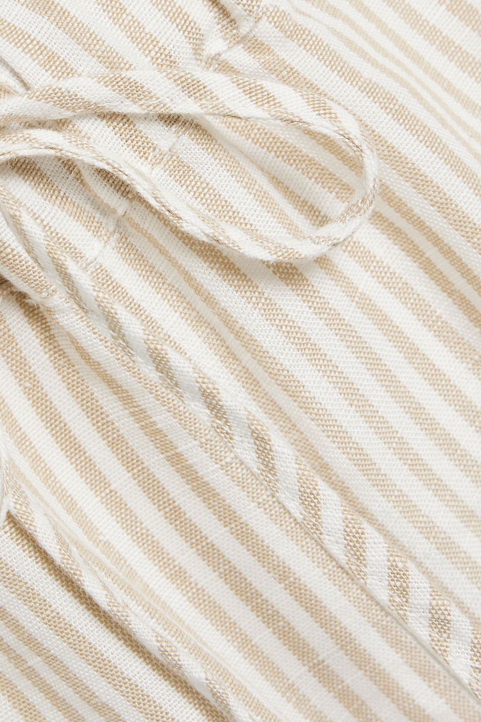 Shop Onia Striped Linen And Lyocell-blend Shorts In Beige