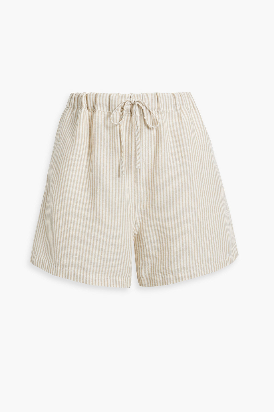 Onia Striped Linen And Lyocell-blend Shorts In Beige