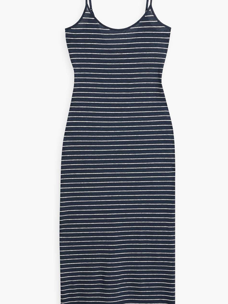 striped linen-blend jersey maxi dress